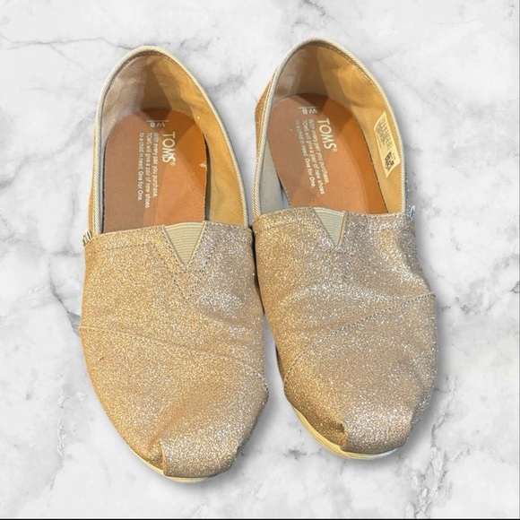 TOMS Women's Sparkling Glitter Flats- Gold - Picture 1 of 3